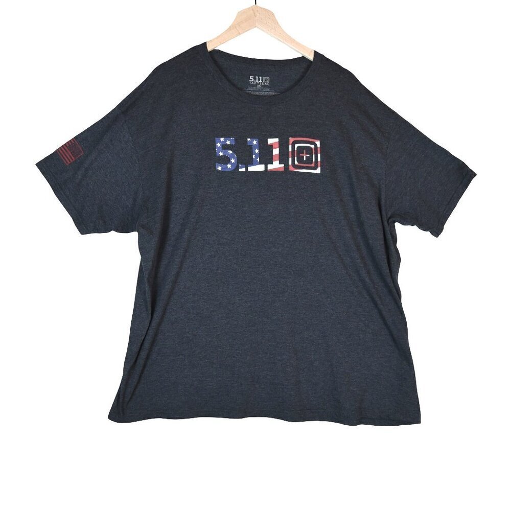 5.11 Tactical USA Flag Logo T-Shirt Size 2XL Cotton Poly Blend Graphic Tee